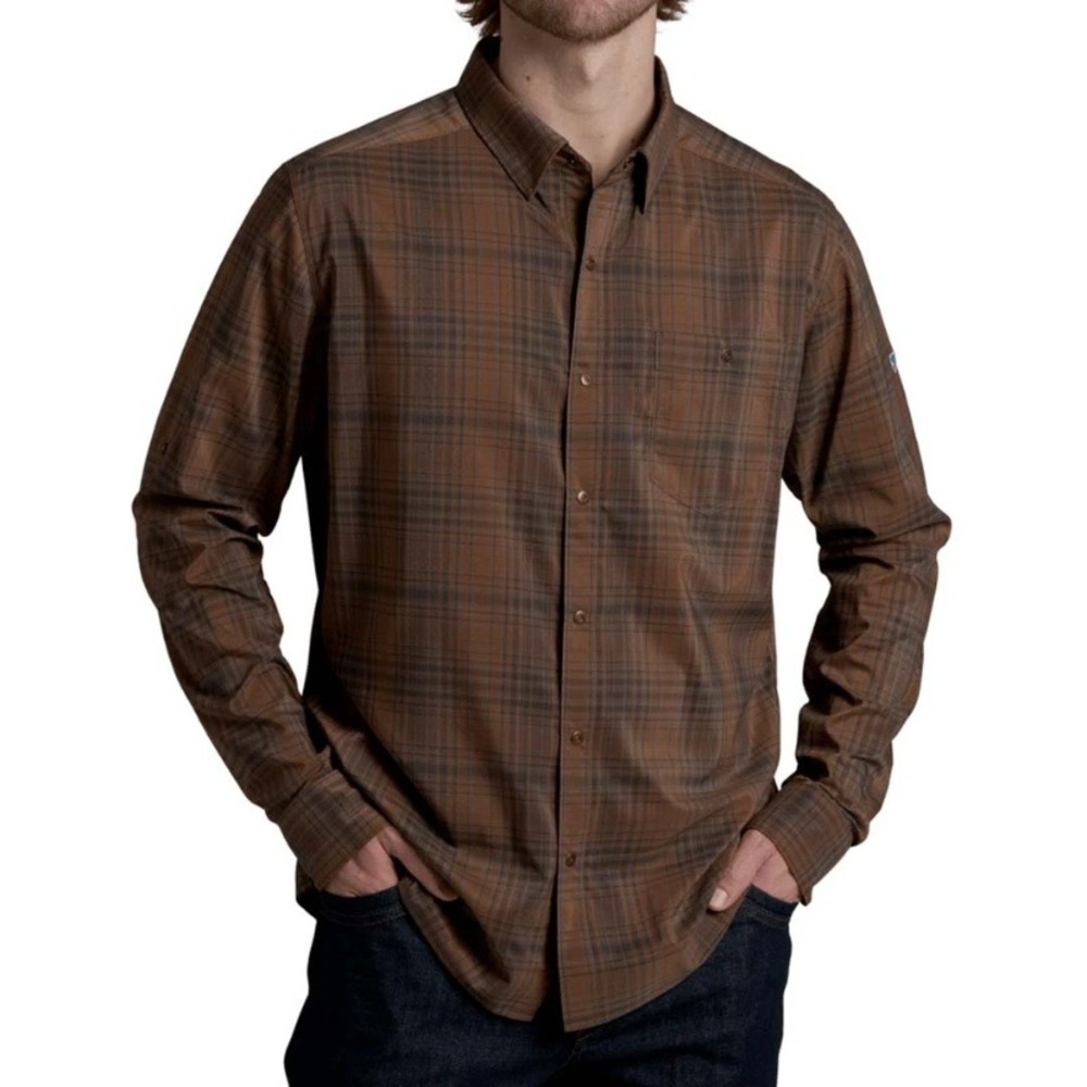 Kuhl Response Long Sleeve Shirt Rusted Sun Plaid Button Down Hiking Size Large